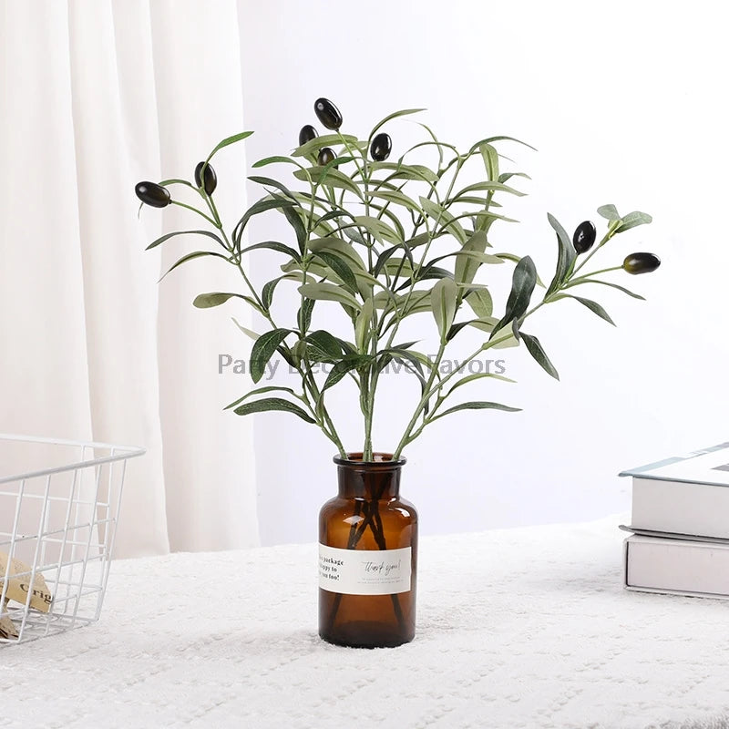 1/3/5Pcs Artificial Plant With Fake Fruit Olive Leaves Tree Branch For Home Garden Vase Decoration Wedding Bouquet Silk Flowers