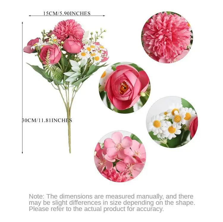 1pc Artificial Flower for Decoration with 7 Fake Flowers Faux Bouquet Arrangements for Home Bridal Wedding Party Chrysanthemum