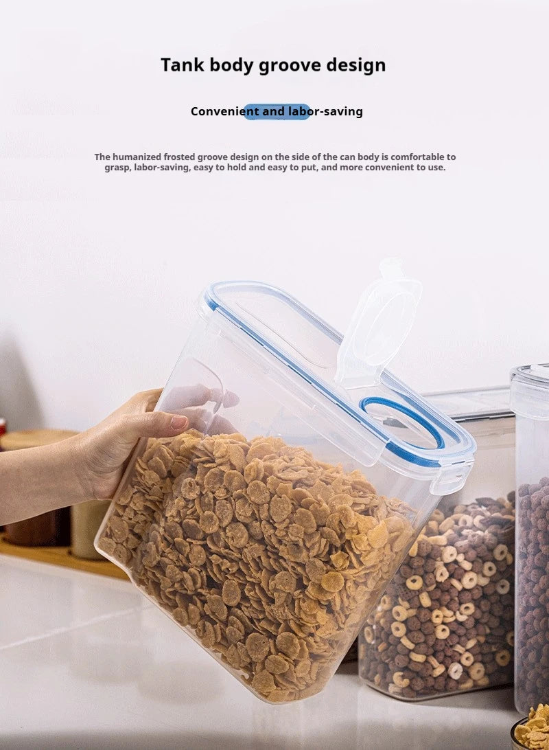 4L  Airtight Cereal Storage Container Moistureproof Insect Proof Rice Bucket Food Storage Box Plastic Transparent Sealed Tank
