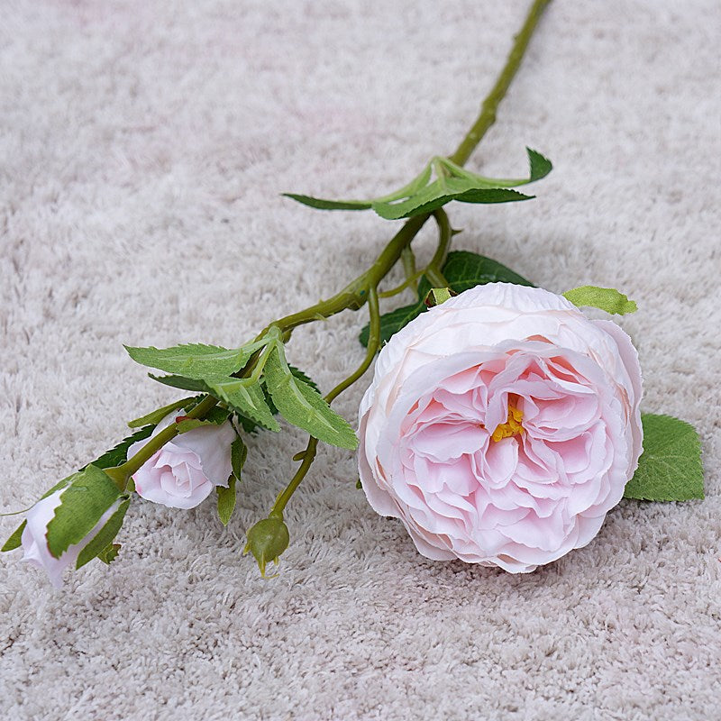 High Quality Simulation Single Branch 3 Roses Home Living Room Dining Table Wedding Decoration Fake Artificial Flowers Cheap