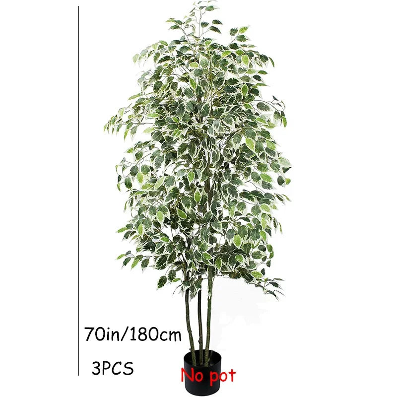 3-6Ft Large Artificia Ficus Tree Fake Plants Plastic Palm Tree Real Touch Banyan Leaves for Home Garden Shop Office Decor
