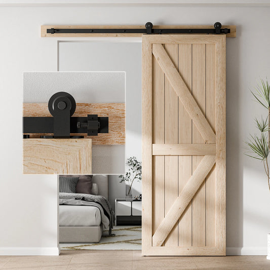 WOLFBIRD Sliding Barn Door Hardware Kit T Shape Roller + Durable Splice Track Suitable for Single Door Stable Rail System