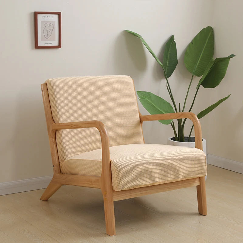 Armchair Slipcover Elastic Modern Chair Cover Zipper Stretch Wood Arm Chair Cover Protector Removable Seat Cover Home Decor