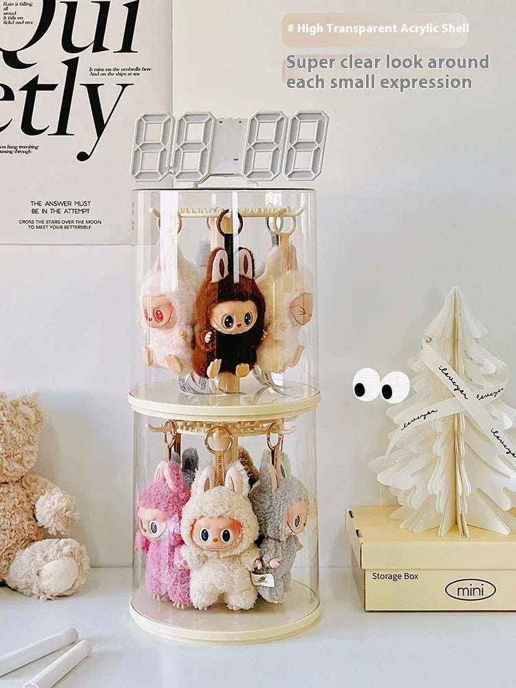 Labubu Pendant Display Box Rotating Transparent Labubu Doll  Storage Blind Box Storage Display Dustproof And Moisture-Proof