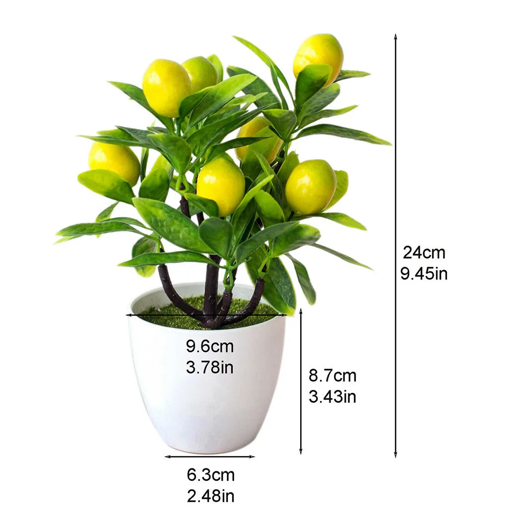 Artificial Potted Flowers Lemon Tree Fake False Plant Ornaments For Outdoor Yard Garden Home Hotel In Pot Decoration