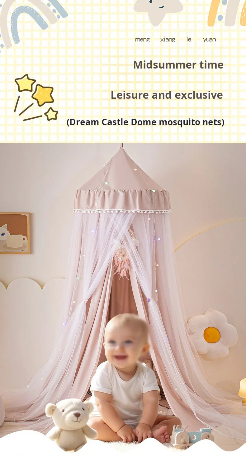 Dome bed curtain children's indoor light-proof bed curtain windproof bedside ceiling blackout double-layer mosquito net curtain