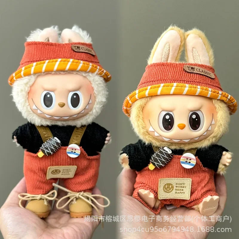 Labubu high imitation big baby clothes 17cm vinyl doll pendant plush toy clothes suit skirt