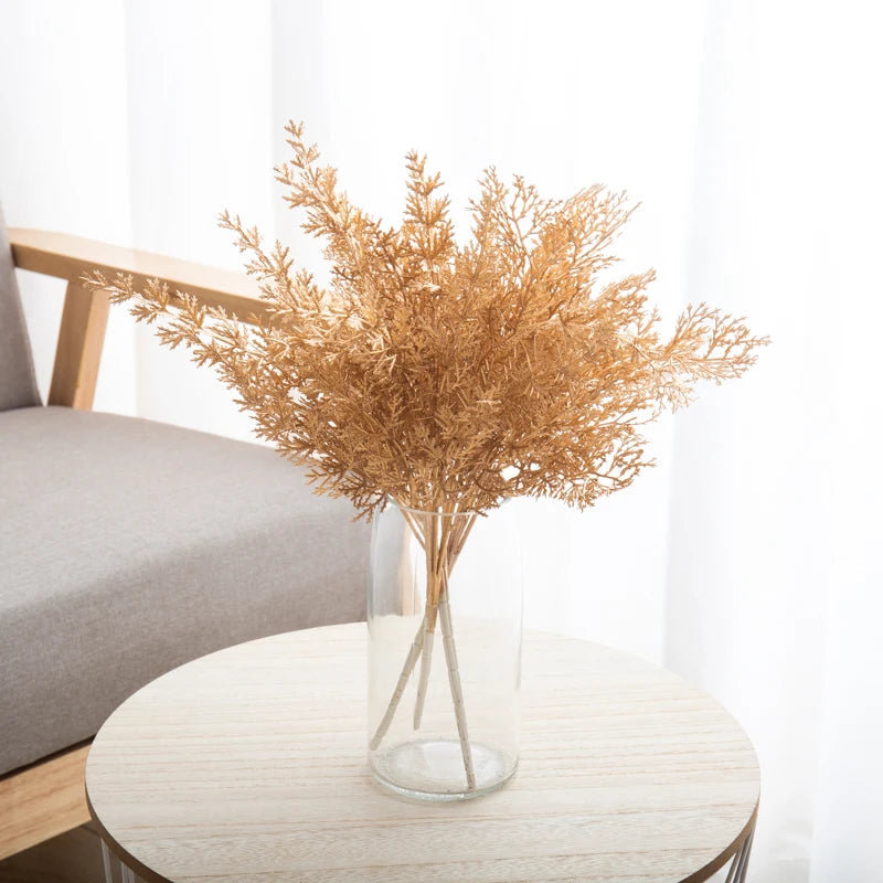 Artificial Plants Gold Fake Flowers Plastic Grass Wedding Arrangement Leaves Autumn Home Party Supplies Christmas Decorations