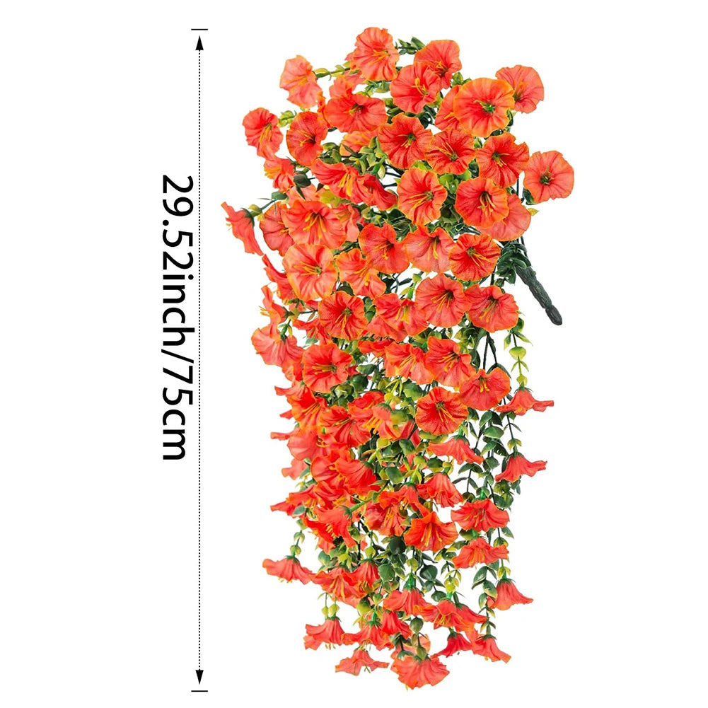 75cm Artificial Flowers Fake Morning Glory Flowers Eucalyptus Leaves Hanging Flowers For Outdoor Party Wedding Garden Decoration