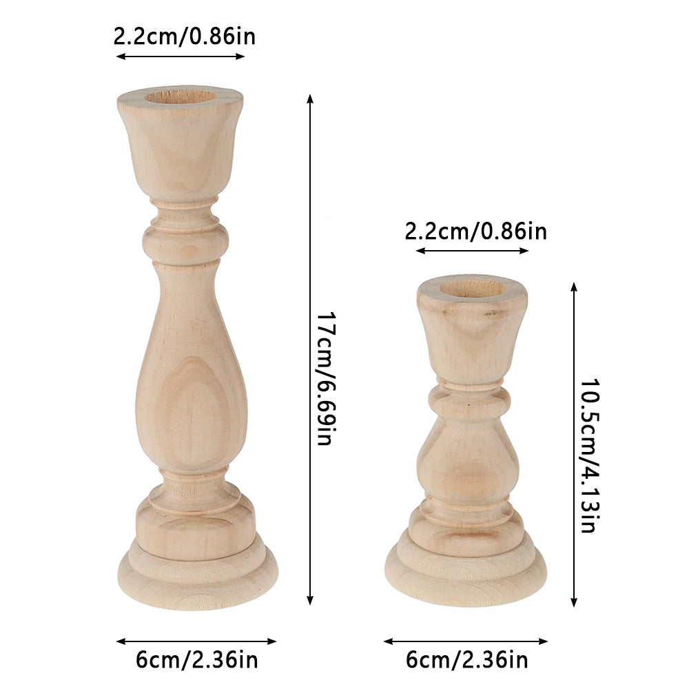 Wooden Candlesticks Unfinished DIY Classic Craft Candle Holders for Paint or Living Room Home Wedding Holiday Decorations