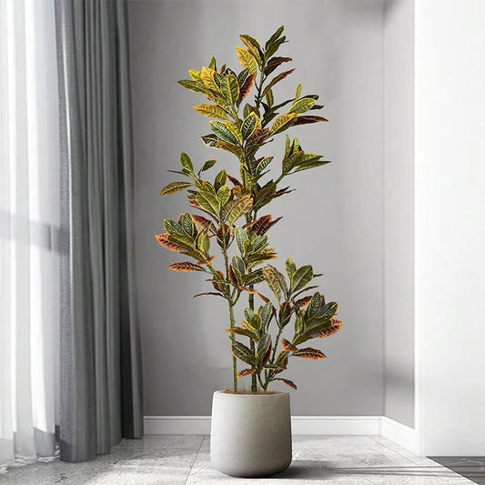 80-120cm Artificial Large Tropical Plant Branch Fake Magnolia Leaves Plastic Banyan Tree Branch for Home Garden Party Decoration