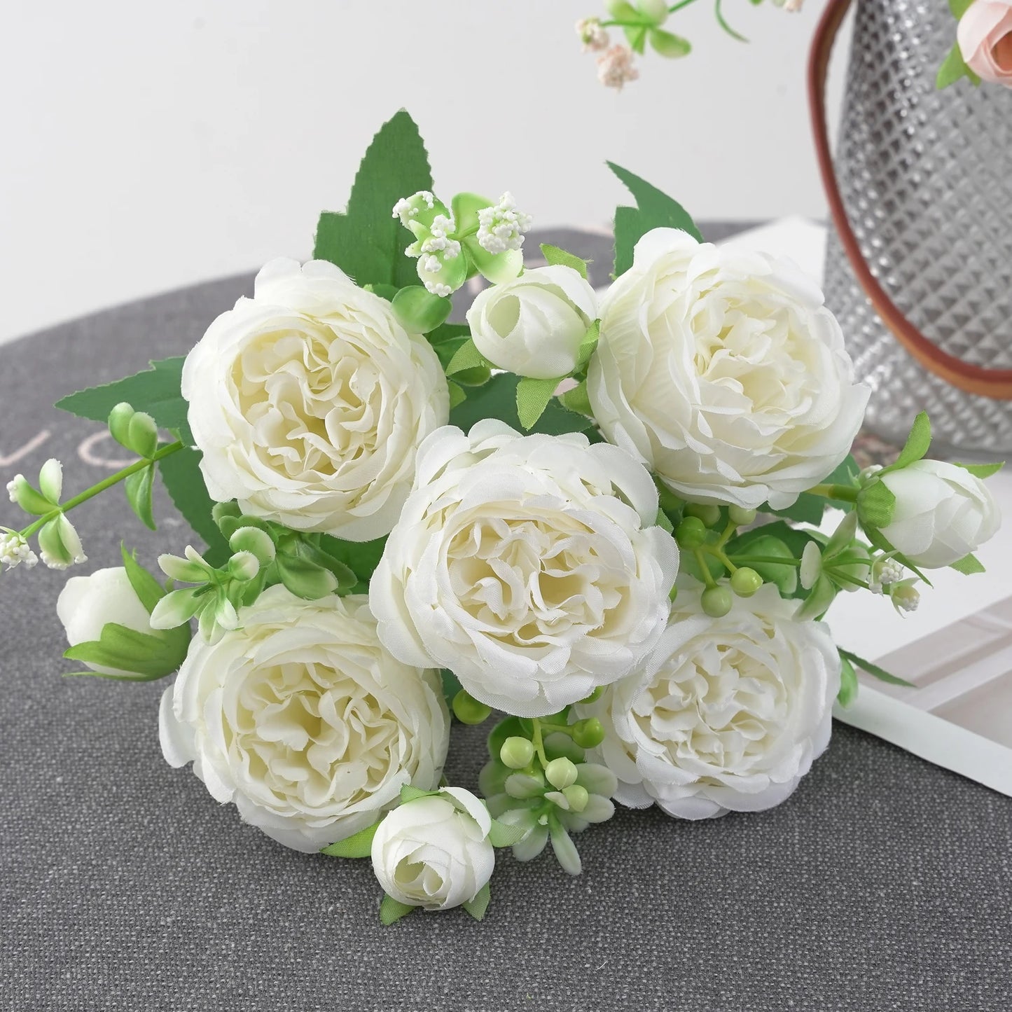 1pc Artificial Flower for Decoration Fake Flowers Silk Peony Faux Bouquet Plastic Arrangements for Home Bridal Wedding Party