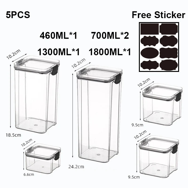 Food Storage Containers Kitchen Storage Tissue Preservation Transparent Containers Multigrain With LIDS Household Airtight Cans