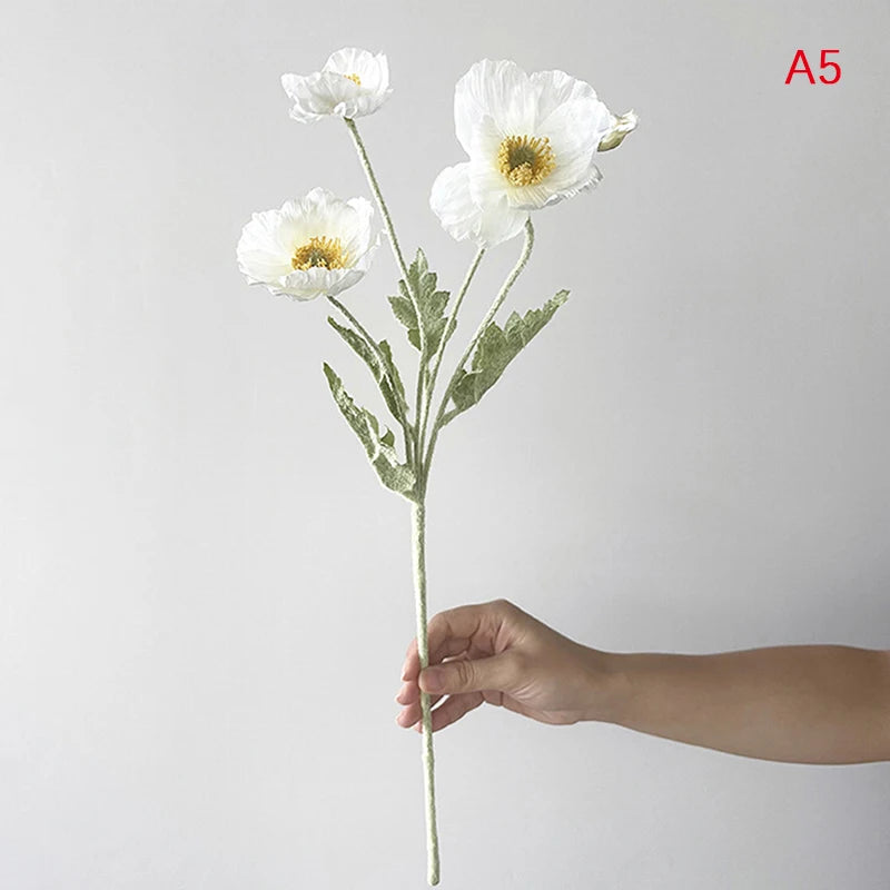 High Quality Beautiful Artificial Poppy Silk Flowers Fake Flower for Home Wedding Salon Party Luxury Decoration