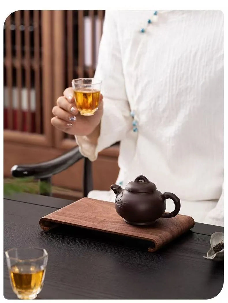 Walnut Dry Foam Table Tea Tray New Chinese Household Decorative Plate Small Solid Wood Dry Foam Tea Tray Simple Wooden Plate New