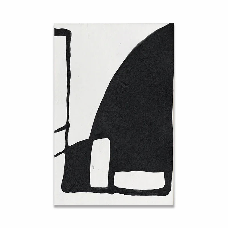 Scandinavian Minimalist Wall Art Modern Black and White Abstract Oil Painting Poster Print Home Bedroom Living Room Decoration