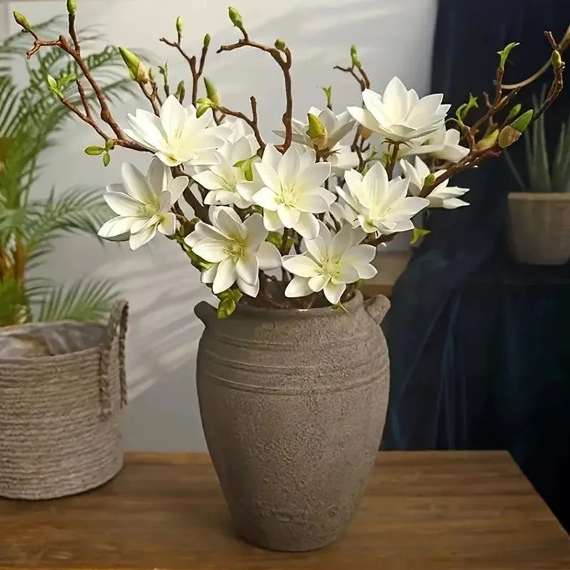 Realistic Artificial Magnolia Flower Stem Faux Gradient Lotus Flower Branch For Wedding Party Home Table Decor Room Fake Flower