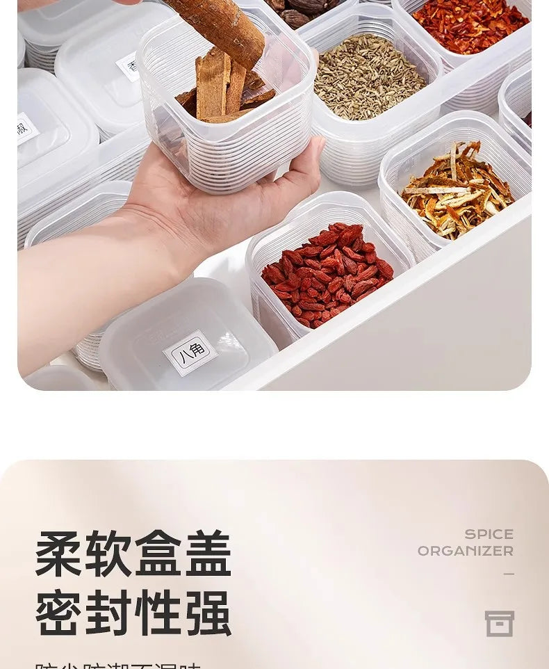 Food Storage Container 6 Grids Vegetable Fruit Fresh-keeping Box with Lid for Refrigerator Kitchen Spice Seasoning Storage Jar