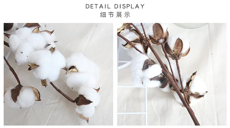 Naturally Dried Cotton Cheap Artificial Plants Floral Branch Vases Wedding Garden Party Decorations Fake Flowers Home Gift Decor