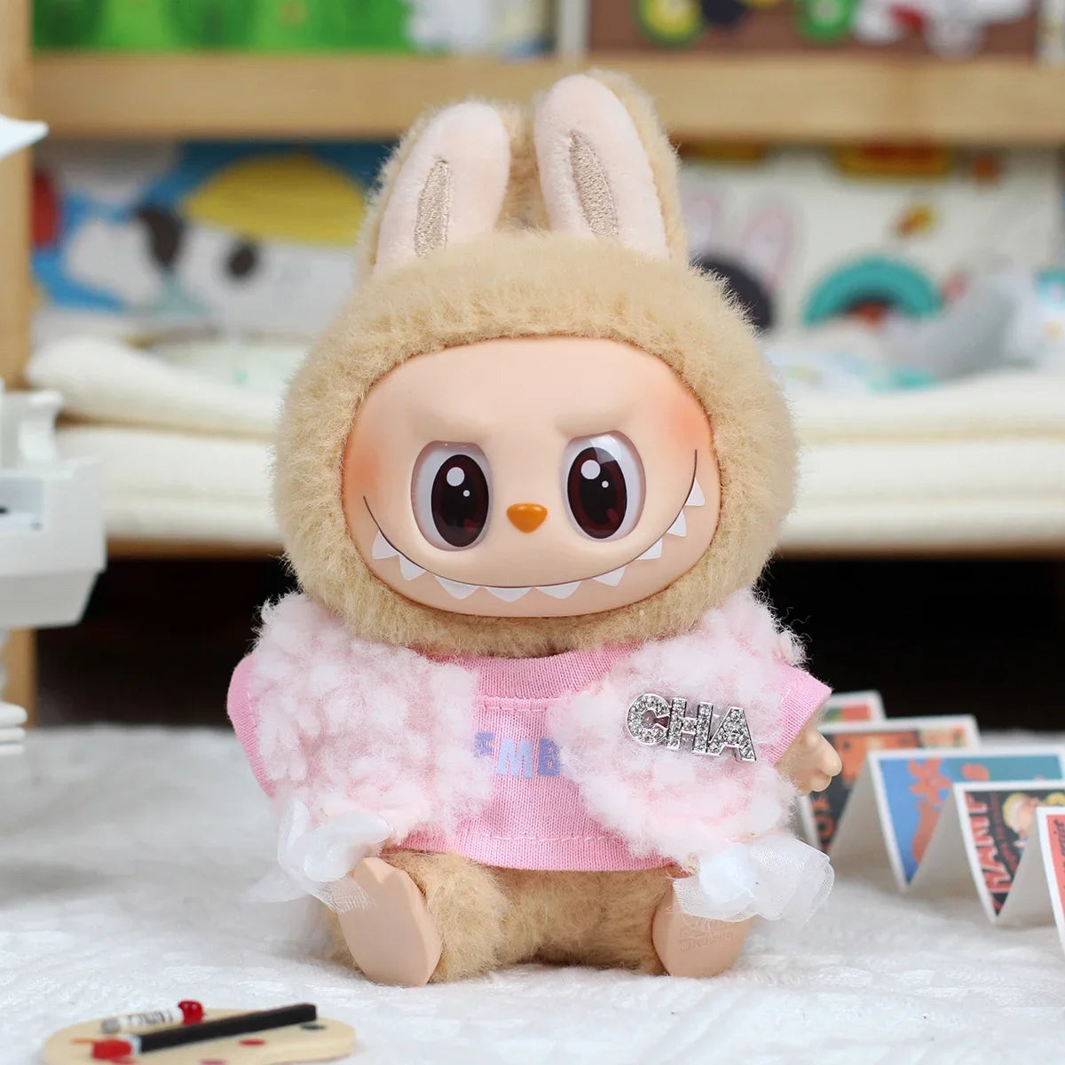 For 15-17cm Labubu V1 V2 outfit clothes vinyl face doll clothes Macaron best decoration fashion clothes