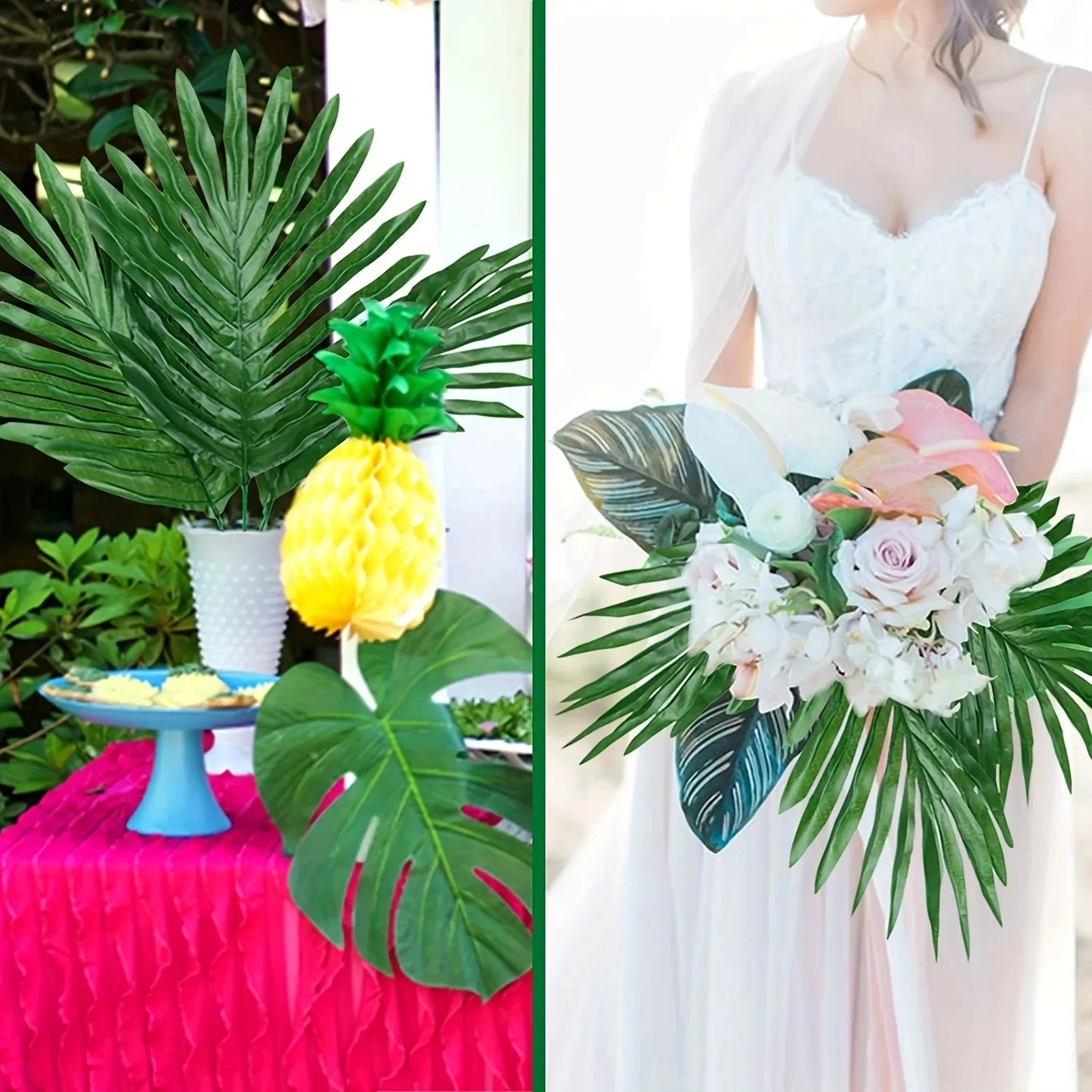 10 Pcs Artificial Plants Tropical Palm Leaves Hawaii Luau Birthday Party Wedding Decor Fake Plants for home and living room