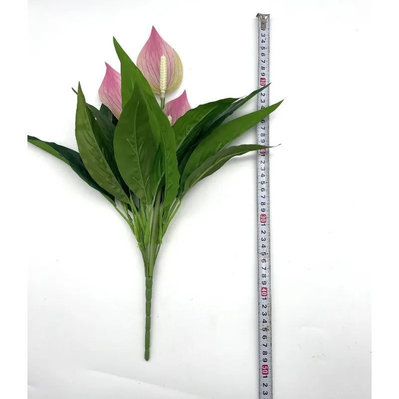Artificial Green Plants Fake Anthurium  Potted Plants Desktop Ornaments Home Decoration Wedding Venue Decoration Fake Flowers