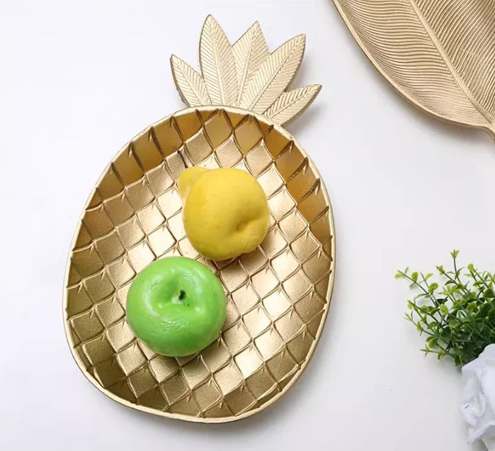 Nordic Wooden Tray Gold Leaf Shape Serving Tray Jewelry Pallet Fruit Snack Candy Dish Table Decoration Storage Organizer