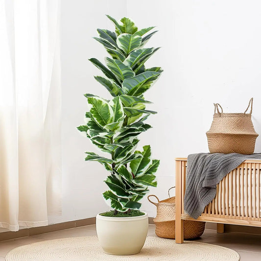 35-150cm Tropical Tree Artificial Rubber Tree Fake Tree Artificial Plants Faux Banyan Tree for Home Garden Room Shop Decor