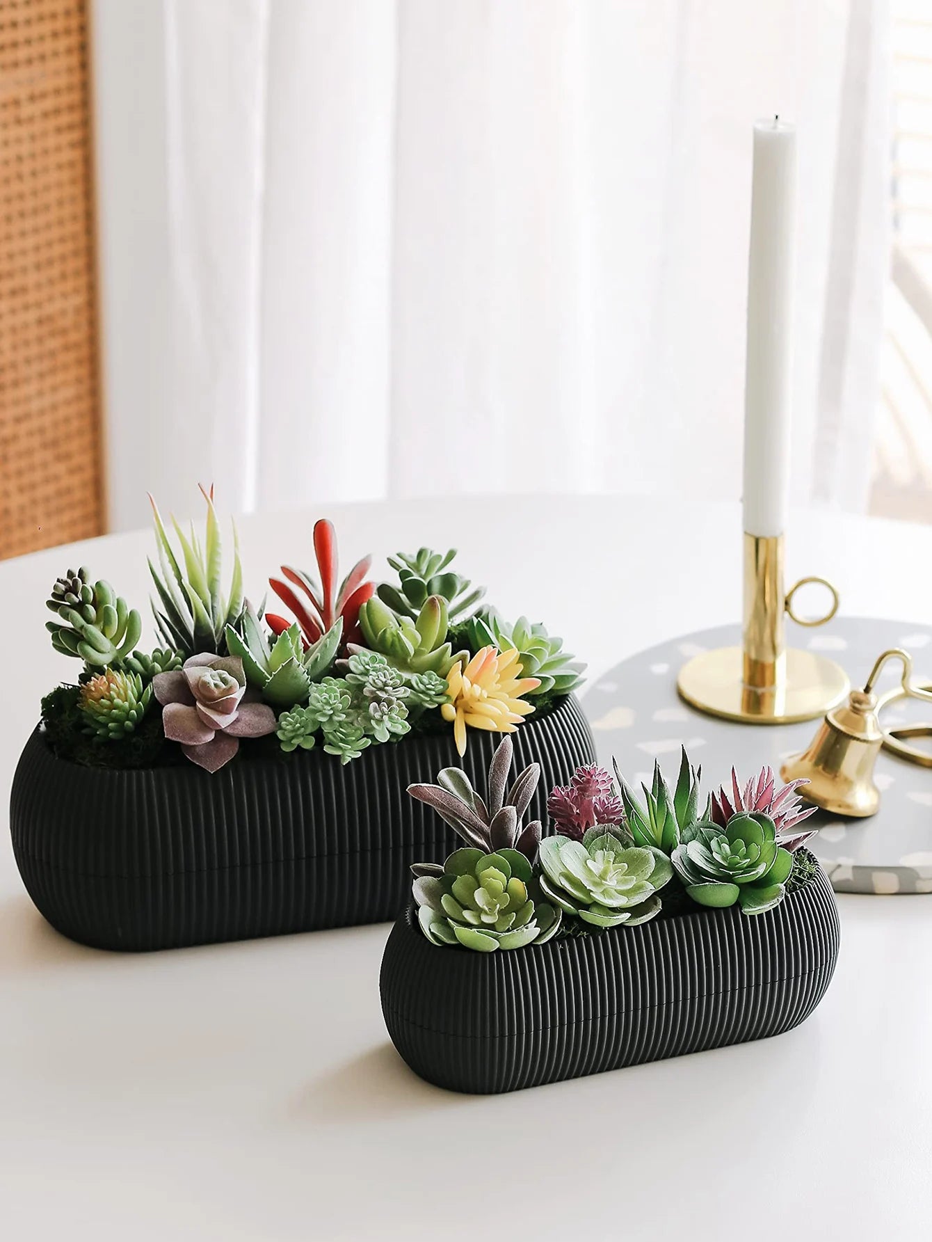 2/5/10pcs Artificial Succulent Plants Double Flocked Succulents Realistic Textured Cactus Mini Faux Succulents Fake Plant Decor