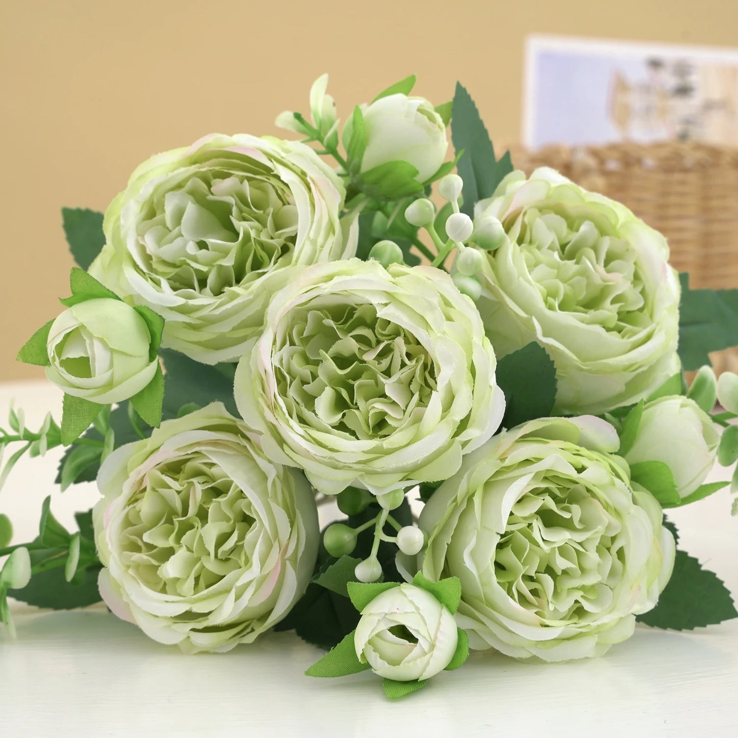 1pc Artificial Flower for Decoration Fake Flowers Silk Peony Faux Bouquet Plastic Arrangements for Home Bridal Wedding Party