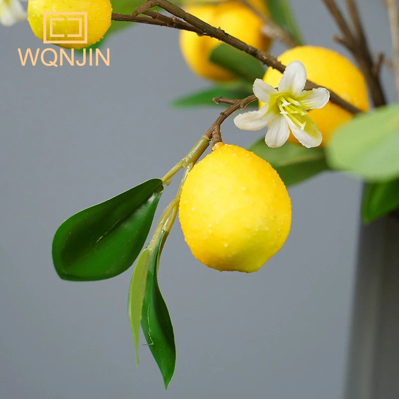 Lemon Branches With Fruit Simulation Green Plants Fresh Home Decoration Photo Props Plastic Fruit Flower Arrangement Fake Flower
