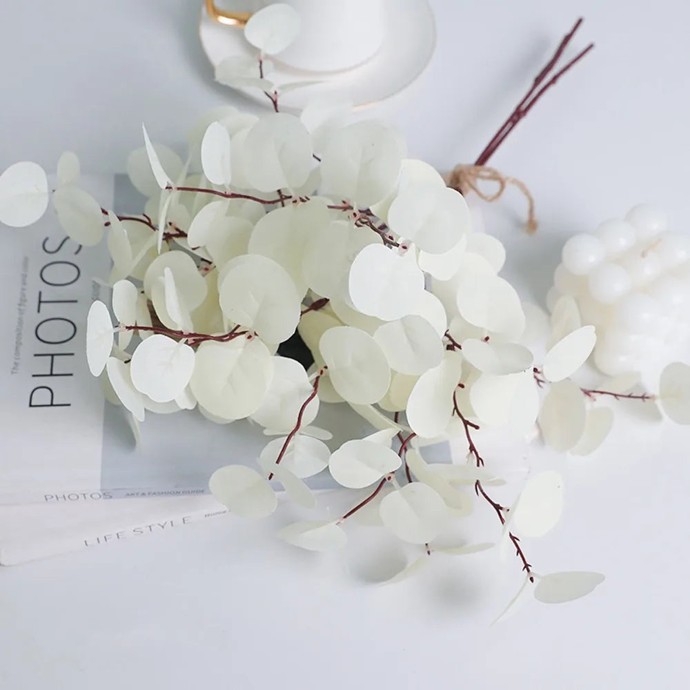 41cm Artificial Eucalyptus Branches Non-Fading Handmade Fake Eucalyptus Leaf Realistic Simulation Plants Outdoor Indoor Decor