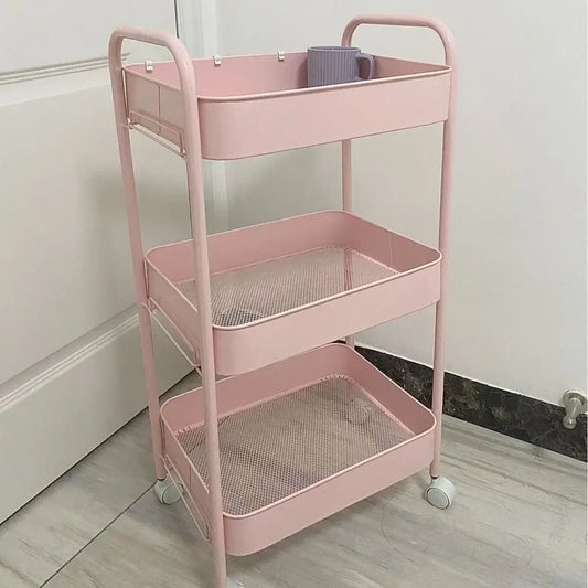 5-layer Floor-standing Kitchen Bathroom Toilet Mobile Baby Supplies Bedroom Bedside Snack Storage Rack Wheel Trolley Rack