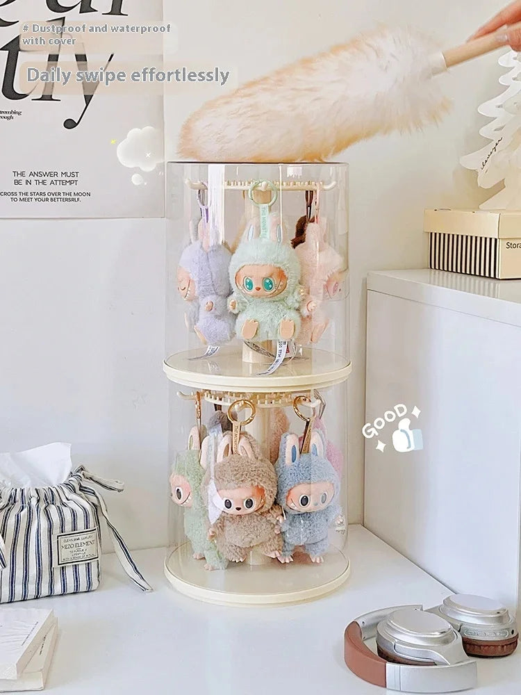 Labubu Pendant Display Box Rotating Transparent Labubu Doll  Storage Blind Box Storage Display Dustproof And Moisture-Proof