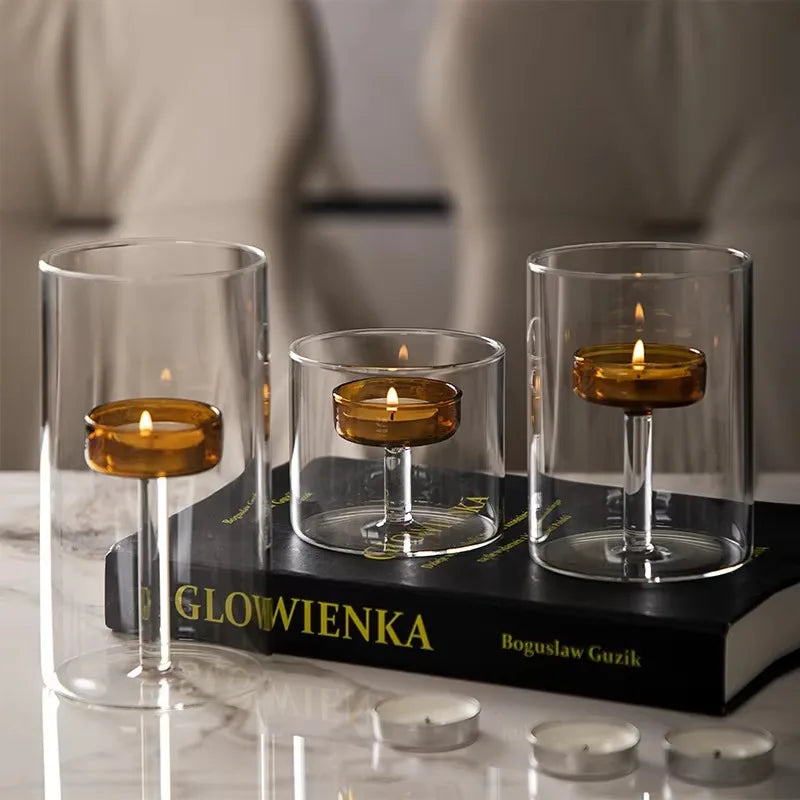 European Style Light Luxury Dining Table Candle Holder Candlelight Dinner Prop Romantic Candle Holder Decoration