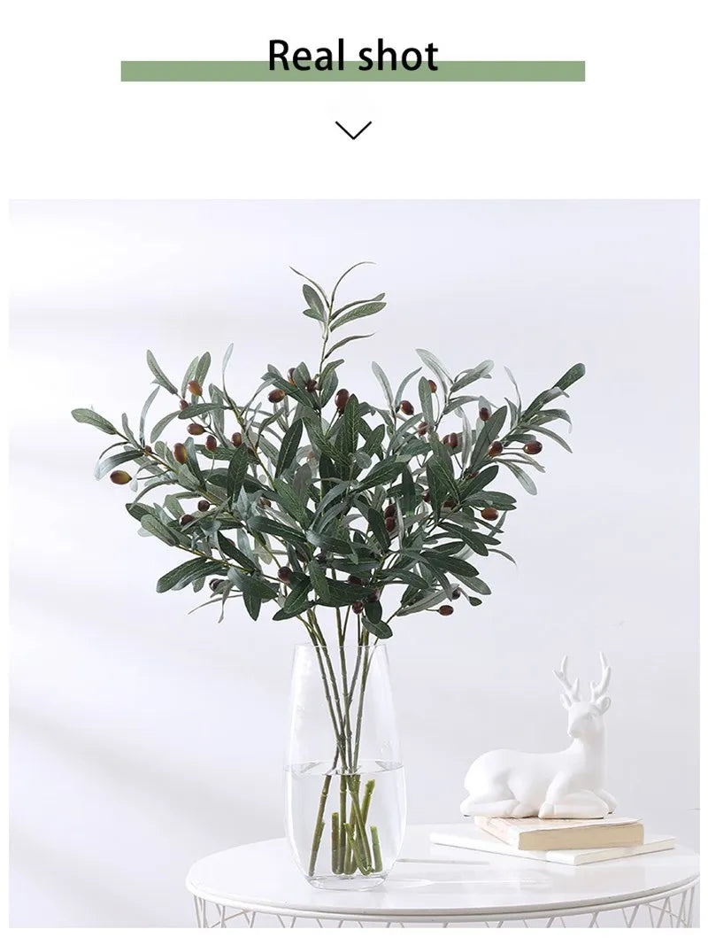 Artificial Green Leaf Olive Branch Fruit Fake Plants Wedding Home Photography Props Flowers Arrangement Decoration Indoor