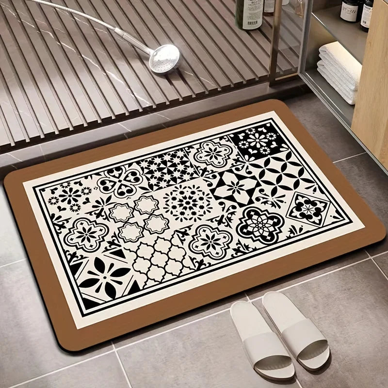 Flower Toilet Bathroom Super Absorbent Shower Floor Doormats Non Slip Entrance Rugs Diatom Mud Carpet for Home Bedroom Decor
