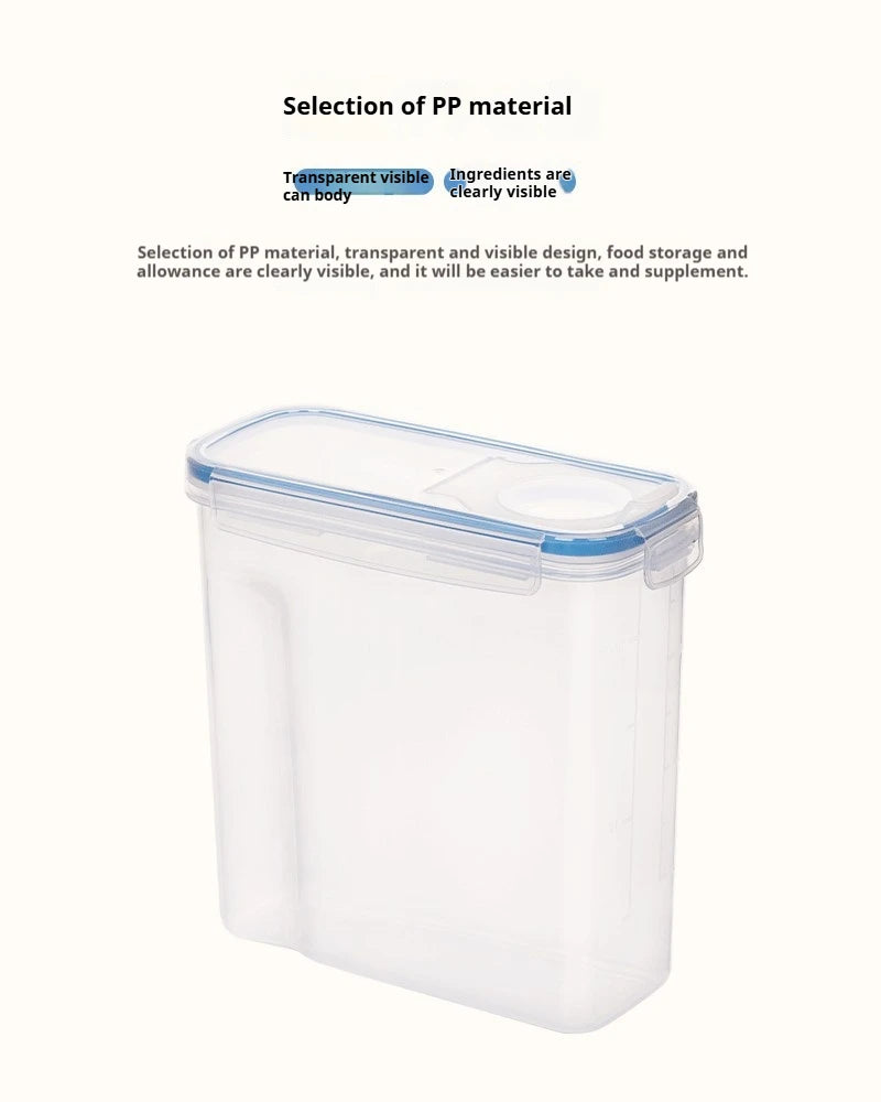4L  Airtight Cereal Storage Container Moistureproof Insect Proof Rice Bucket Food Storage Box Plastic Transparent Sealed Tank