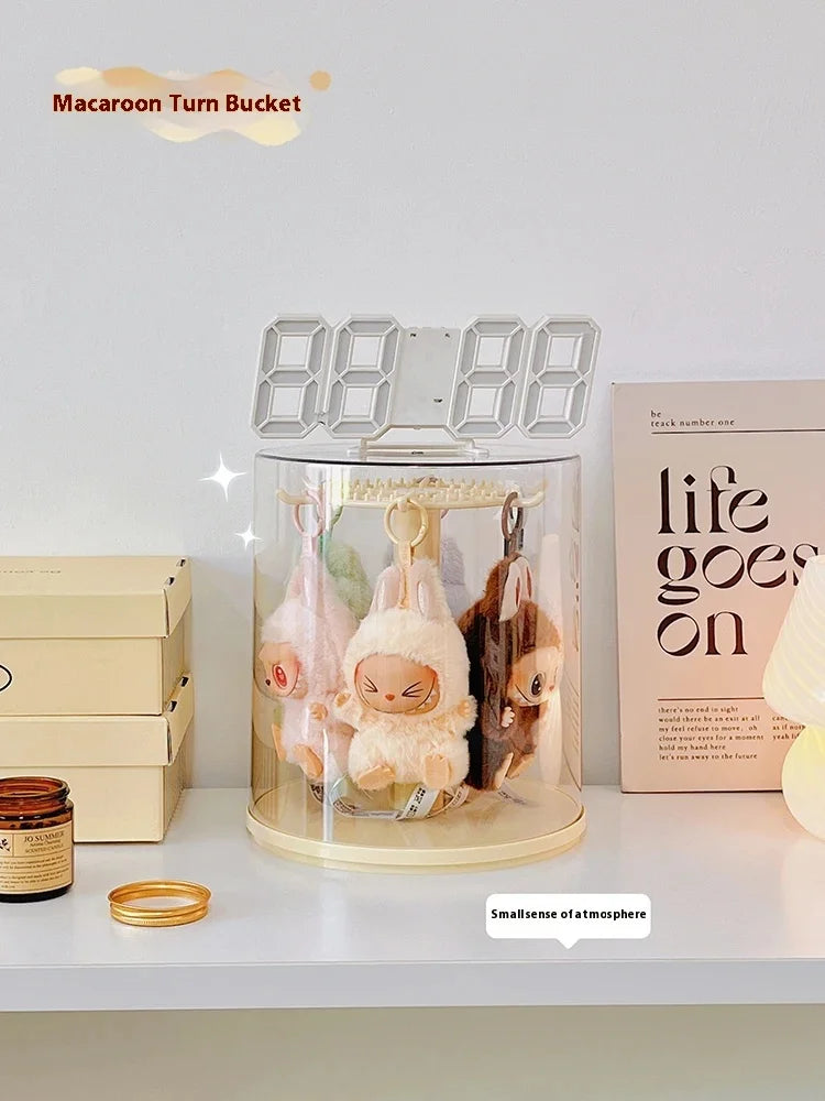 Labubu 17cm Pendant Display Box Rotary Acrylic Transparent Box Labubu Plush Doll Hand Blind Box Storage Display Rack Gift
