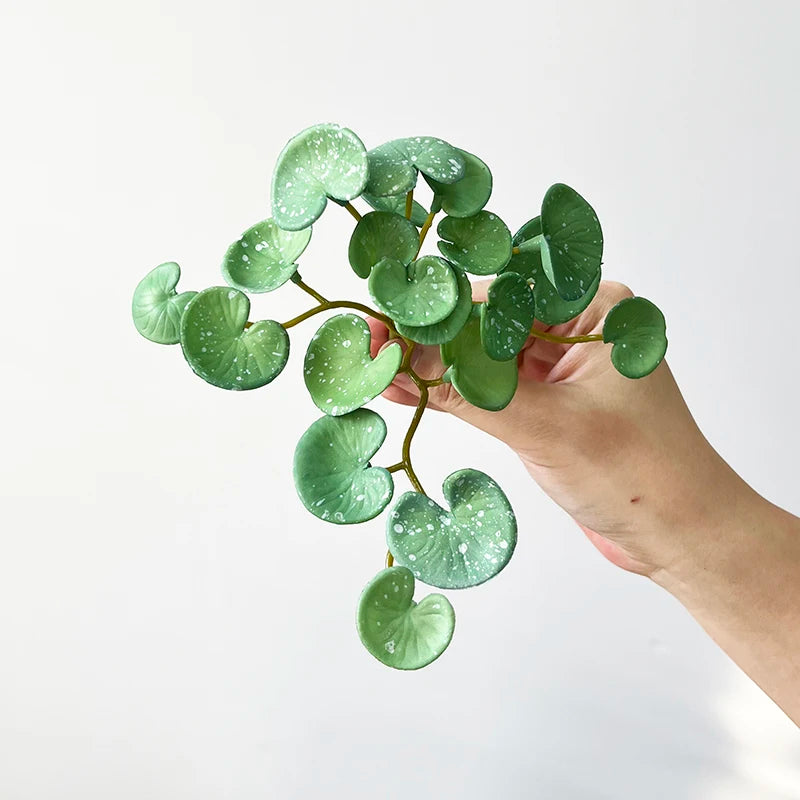 Artificial Plant Mini Bouquet Copper Coin Grass Soft Glue Fake Green Plants Wall Hanging for Home Office Garden Decoration