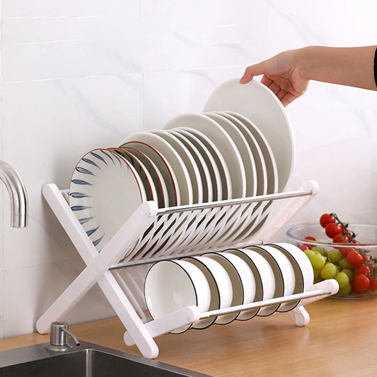 Foldable And Easy To Drain Bowl And Tray Rack, Kitchen Multi-Purpose Storage Rack, Tableware Bowl And Tray Storage Rack