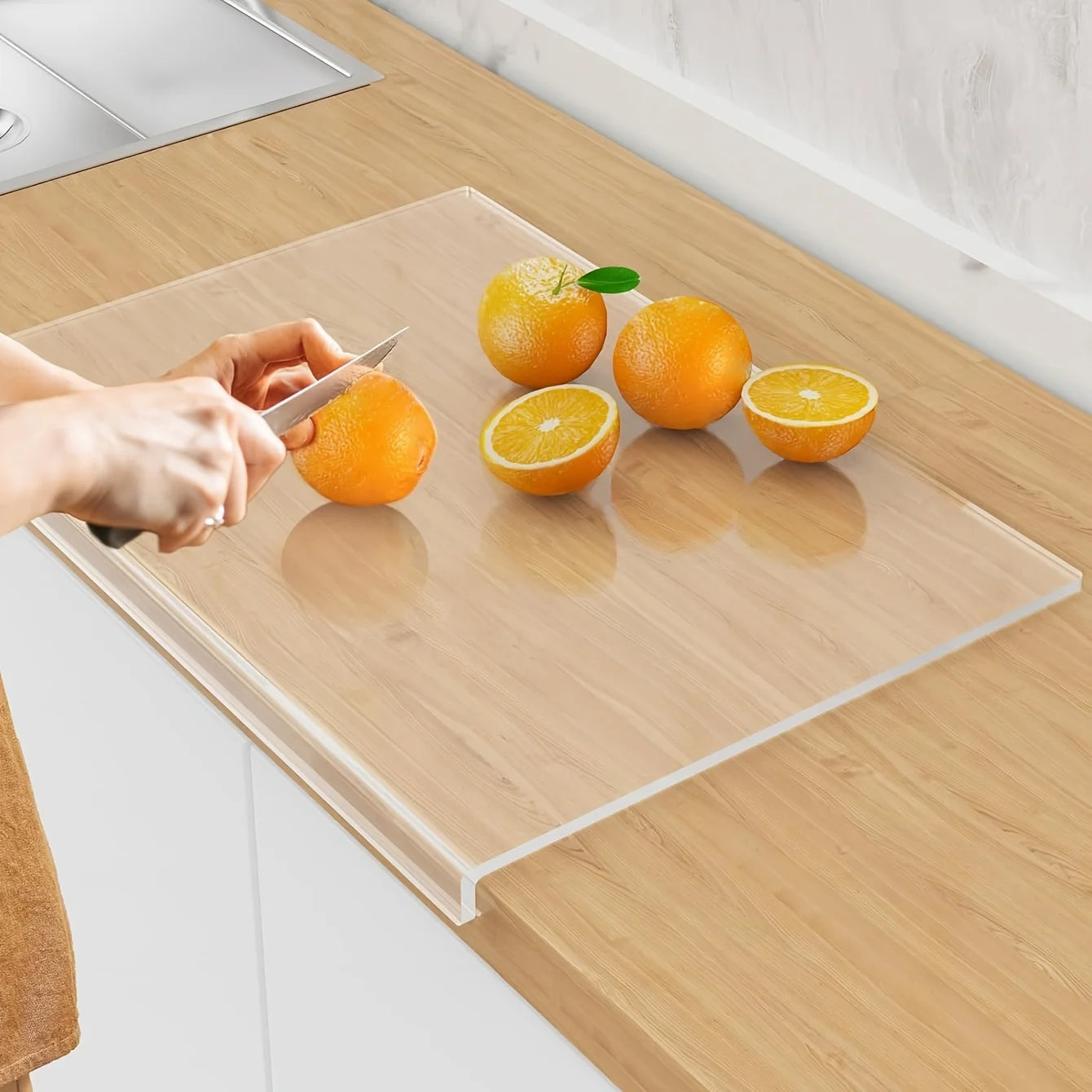 Cutting board, kitchen cutting board, countertop protector with kitchen counter lip