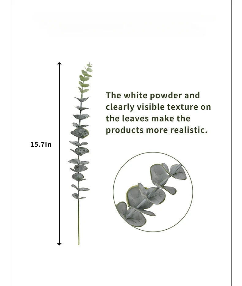12 Pcs Artificial Eucalyptus Leaves Green Fake Plant Branches for Wedding Party Outdoor Home Garden Table Decoration Wreath
