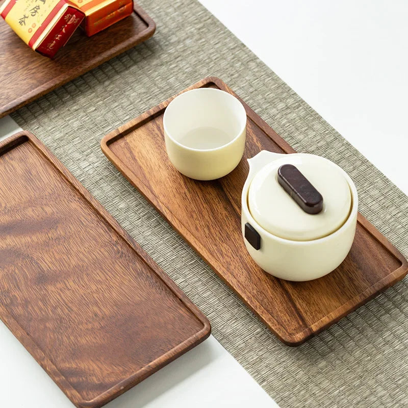 Natural Wooden Tray Serving Table Tray Table Plate Snacks Food Storage Dish Sushi Plate for Hotel Home Serving Tray