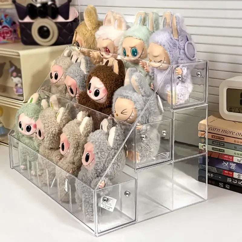 3-layer Large Capacity Display Rack Labubu Doll Handmade Blind Box Storage Box Stepped Acrylic Display Rack