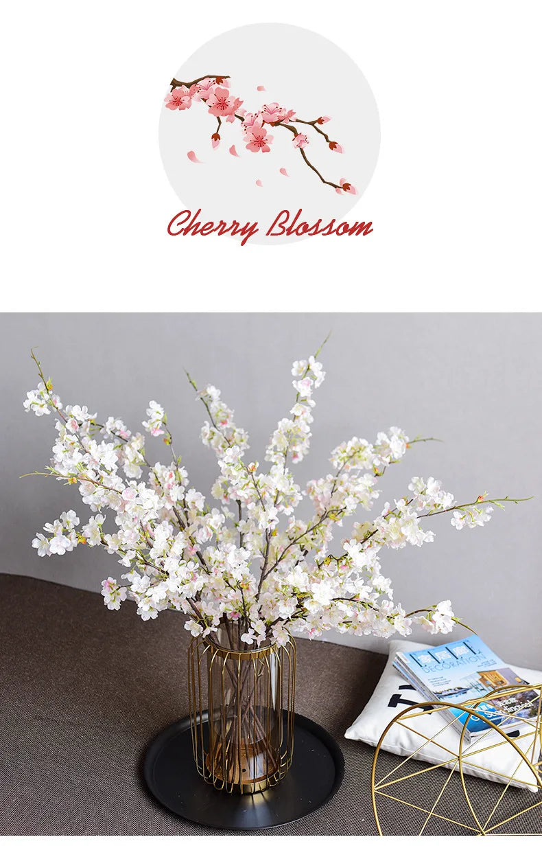 4 Fork Artificial Cherry Blossom Branches Fake Flowers  Plastic Flowers Wedding  Arches Leading Simulation Flowers