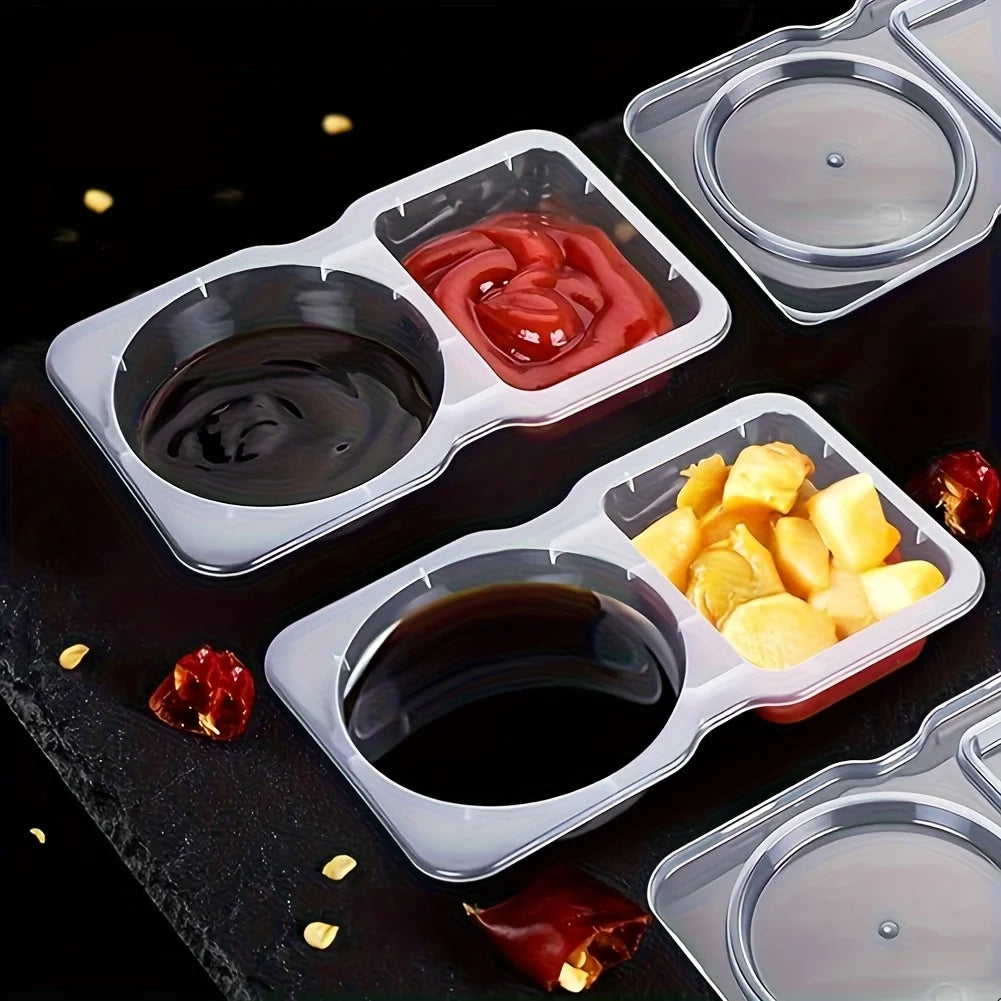 Collapsible Double Compartment Food Containers-Portable Kitchen&Picnic Essentials,Lunch Box Organizer,Transparent Storage