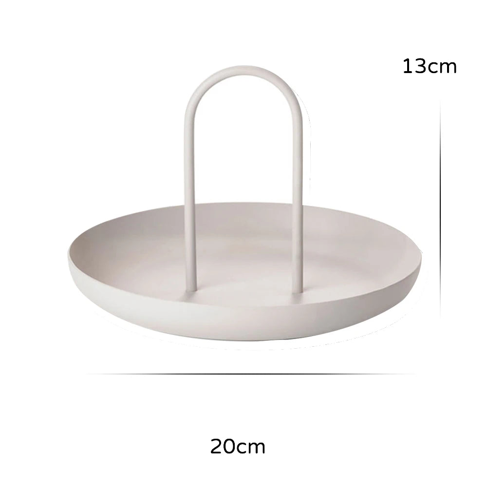 Nordic Tray Round  Portable Tray With Handle for Sundries And Small Objects Desktop Home Decor For Necklace Jewelry Storage