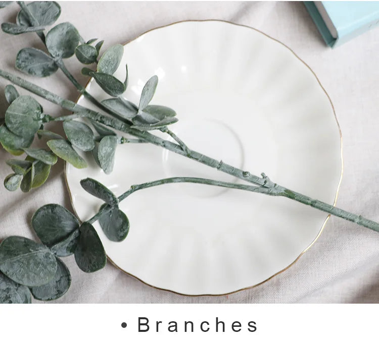 Real touch artificial eucalyptus branch leaf plants long leaf fake plants home decor dried artificial flowers wedding decoration