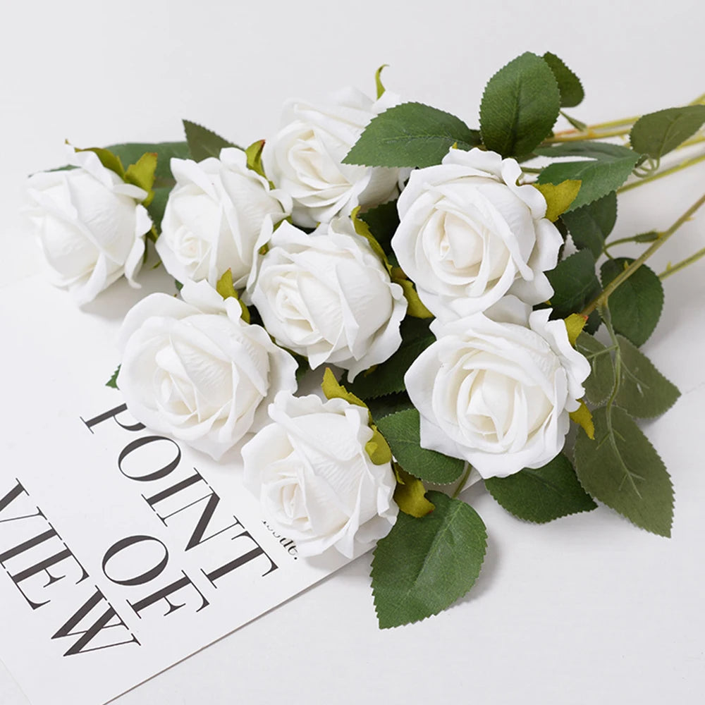 1/3Pcs Artificial Flowers Bouquet Red Velvet Fake Rose Flower for DIY Wedding Home Decoration Mothers Day Valentine's Day Gifts
